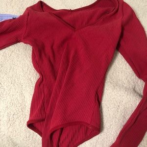 Red long sleeve bodysuit